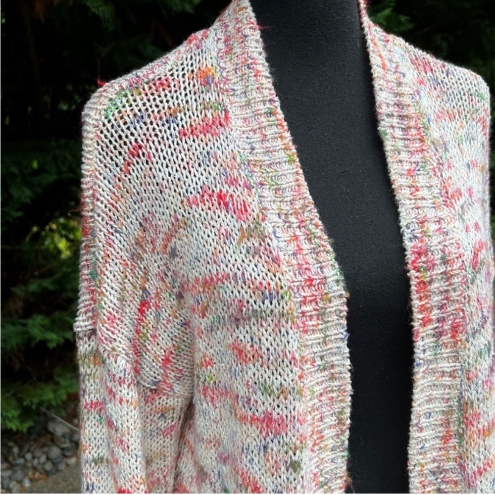 LOFT Confetti Open Knit Cardigan Long Slouch Sweater Size Medium - Picture 3 of 7